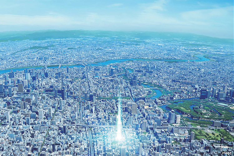 空撮｜グランドメゾン上町台レジデンスタワー