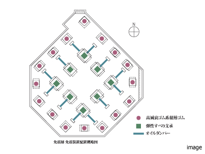 免震層免震装置配置概略図｜グランドメゾン上町台レジデンスタワー